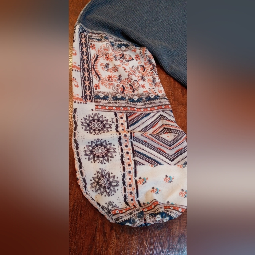 Bohemian Patchwork Sleeve Top - image 3